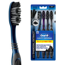 Oral B Cavity Defense 123 Black Toothbrush With Charcoal Extract- Medium (Pack Of 4)