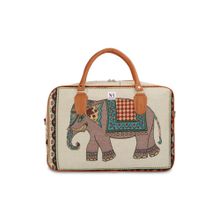 NFI Essentials Retro Elephant Print Canvas Travellling Duffle Air Bag