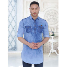 KUONS AVENUE Men's Tailored Fit Denim Short Pathani Kurta