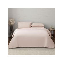 Boutique Living Emblem Cotton 300 TC Peach Bedsheet With 4 Pillow Covers & Duvet Cover (King)