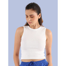 Nite Flite Womens White Ribbed Crop Top