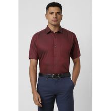 Van Heusen Men Maroon Regular Fit Solid Half Sleeves Wedding Shirt