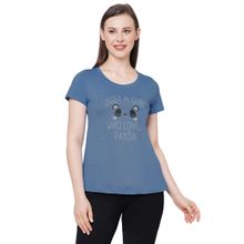 SOIE Women's Soft Cotton Modal Lounge T-shirt - Blue