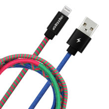Crossloop Tangle Free Lightning Fast Charging Cable for iPhone - Blue & Pink