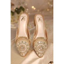 House of Vian Jharokha Gold Embroidered Mule Heels