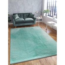 OBSESSIONS Teal Blue Polyester Machine Made Solid Carpet