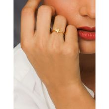 Giva Sterling Silver Golden Tiny Flower Ring For Women(Adjustable)