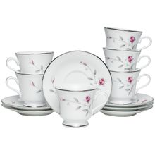 Dankotuwa Porcelain Platinum Crafted Cup and Saucer 210 ml Set of 6 - White