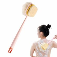 Beautiliss 2-in-1 Premium Bath Brush with Long Handle Soft Bristles & Loofah Back Scrubber-Mix Color