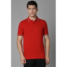 Louis Philippe Men Red Solid Polo T-Shirt