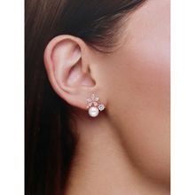 Kai Jewel Sterling Silver Solitaire Floral Pearl Earring