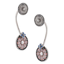 Tribe Amrapali Pink Enamel And Coin Chandrika Floating Earrings