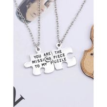 Oomph Jewellery Piece Jigsaw Puzzle Stainless Steel Couple Pendant (Pack of 2)