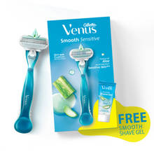 Gillette Venus Smooth Hair Removal Razor For Women Aloe Vera With Free Venus Smooth Shave Gel, 1 Pc