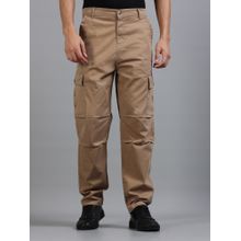 SILISOUL Khaki Solid Relaxed Fit Cargo Pant