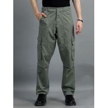 SILISOUL Green Solid Relaxed Fit Cargo Pant
