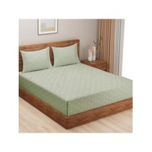 Swayam Floral 300 Tc Double Bedsheet With 2 Pillow Cover Green