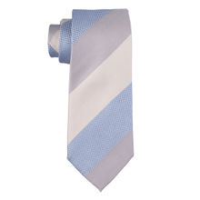 The Tie Hub White with Blue Stripe Silk Tie