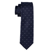 The Tie Hub Navy Blue with Mini White Polka Silk Tie