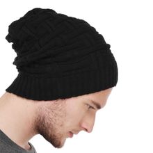 Bharatasya Soft Knitted Unisex Woolen Solid Beanie Cap Black