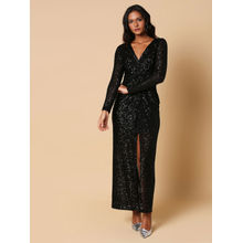 RSVP By Nykaa Fashion Come And Get Me Black Sequin Maxi Dress