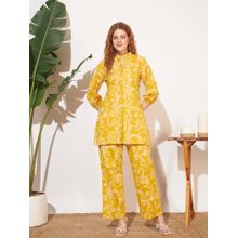 SEPHANI Women Cotton Co-Ord Set Yellow