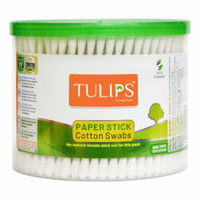 Tulips Cotton Ear Buds/ Swabs with White Paper Stick Jar (300/ 600 Tips in a Jar)