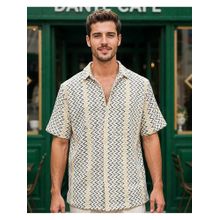 Bewakoof Men's Off White Textured Oversized Shirt