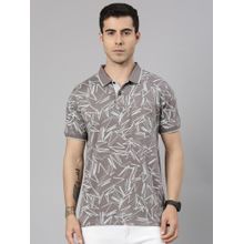 Classic Polo Men'S Dark Grey Slim Fit All-Over Print Cotton Polo T-Shirt
