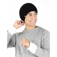 Bharatasya Slouchy Solid Knitted Winter Beanie Black