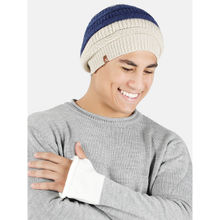 Bharatasya Slouchy Boho Knitted Winter Beanie Blue White