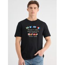 GANT Men Black Pure Cotton T-Shirt