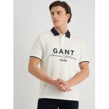 GANT Men White Pure Cotton Polo T-Shirt
