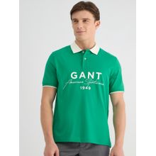 GANT Men Green Pure Cotton Polo T-Shirt