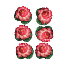 Fourwalls Artificial Floating Lotus Flowers for Decoration (10 cm Diameter, Set of 6 Red)