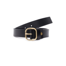 Rare Rabbit Alley Primary Black Leather Belts