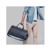 Kenneth Cole Unisex Durable PU Travel Duffle Bag with Detachable Strap - Navy Blue