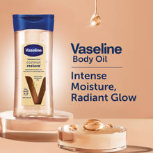 Vaseline Coconut Restore Body Oil with Pure Coconut Oil & Shimmer Glow, For Dry Skin & Moisturizing
