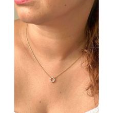 LuxeVogue 925 Sterling Silver 18K Gold Plated White Stone Twinkle Circle Pendant Necklace