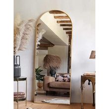 CasaGold 65 Inch RoseGold Steel Frame Full Arch Mirror with Stand