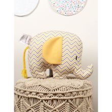 Sivya by Home Micro Filled Elephant Shaped Cushion for kids 12x12 Inch -Beige and Yellow Pack of 1