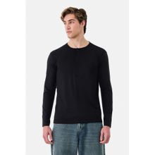 Snitch Black Rayon Blend Henley Neck Regular Full Sleeves T-Shirt
