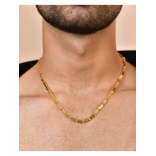 VOJ Men's Gold-Plated Stainless Steel Biscuit Chain with Hand Crafted Design