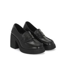 Delize Womens Solid Black Heel Moccasins