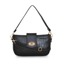ESBEDA Black Color Croco Texture Crossbody Medium Sling Bag For Women