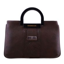 ESBEDA Dark Brown Color Dry Milk Croco Texture Medium Handbag For Women