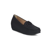 Bata Womens Black Wedges Loafers
