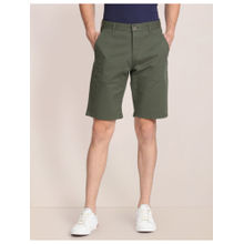 U.S. POLO ASSN. Olive Green Mid Rise Solid Slim Fit Shorts