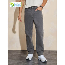 Styli Men Grey Solid Relaxed Fit Stretchable Cotton Jeans
