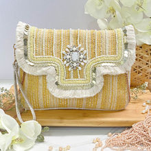 PRAVO Pearl Pastel Yellow Embellished Purse